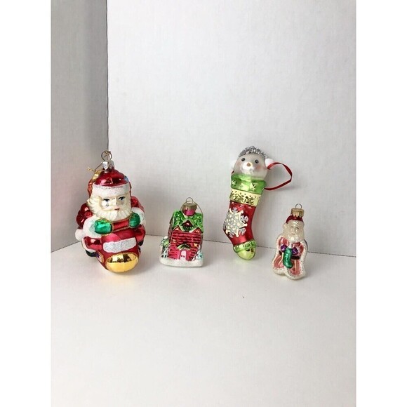 Lot of 4 Vintage Hand Blown Glass Christmas Tree Ornament Snowmen Collectibles - Picture 1 of 12